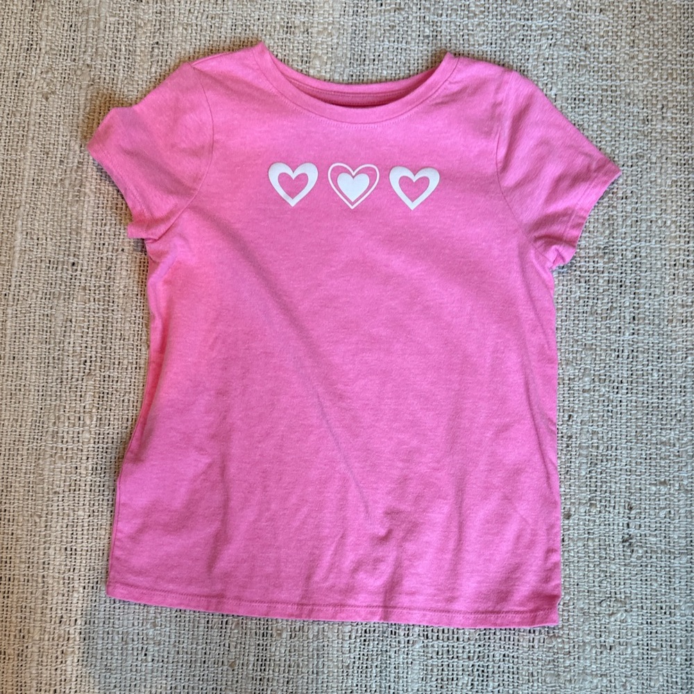 Cat & Jack Pink Tee with White Hearts